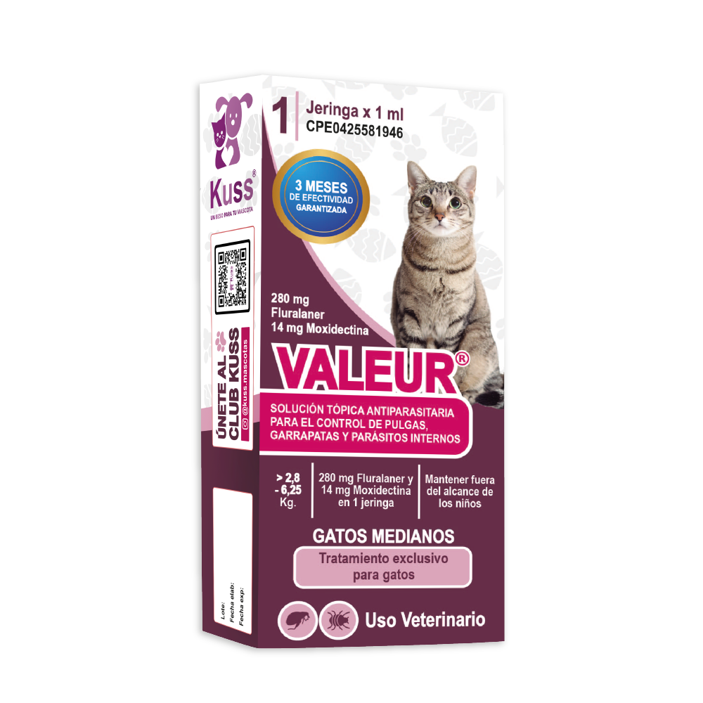 VALEUR GATOS SPOT ON x 1ml 2,8Kg-6,25Kg